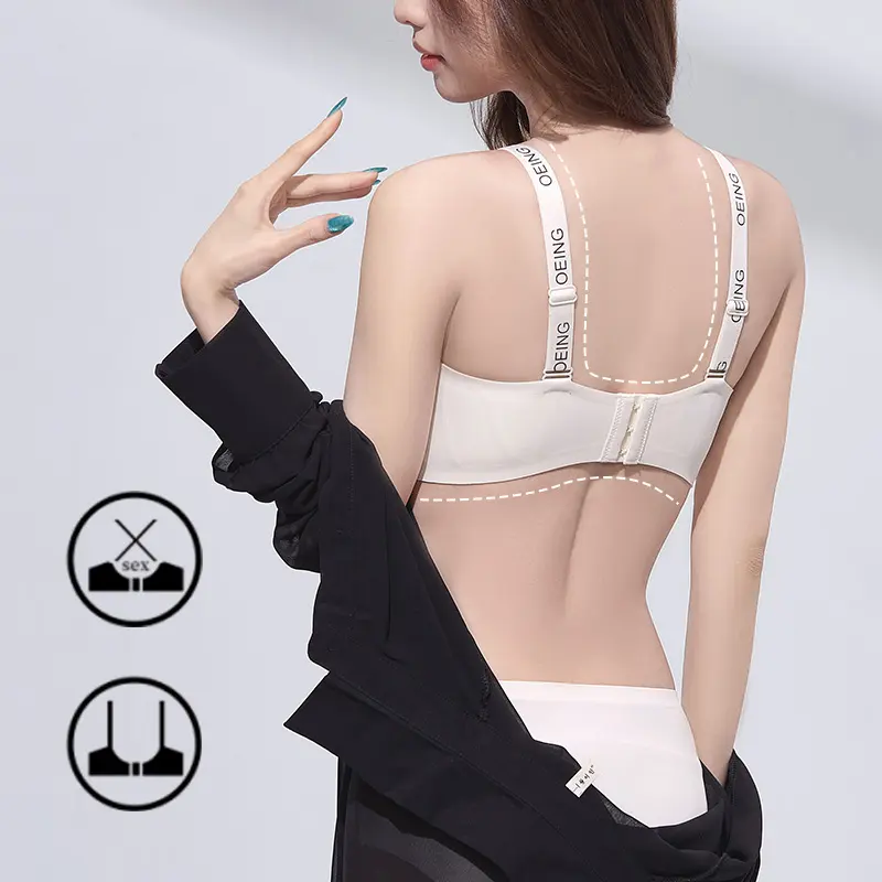 レディースプッシュアップブラ*2、文字入りストラップ、プリントデザイン、ローネックライン、3Dカップ、耐衝撃性、スポーツ、ヨガ、普段着に最適です。