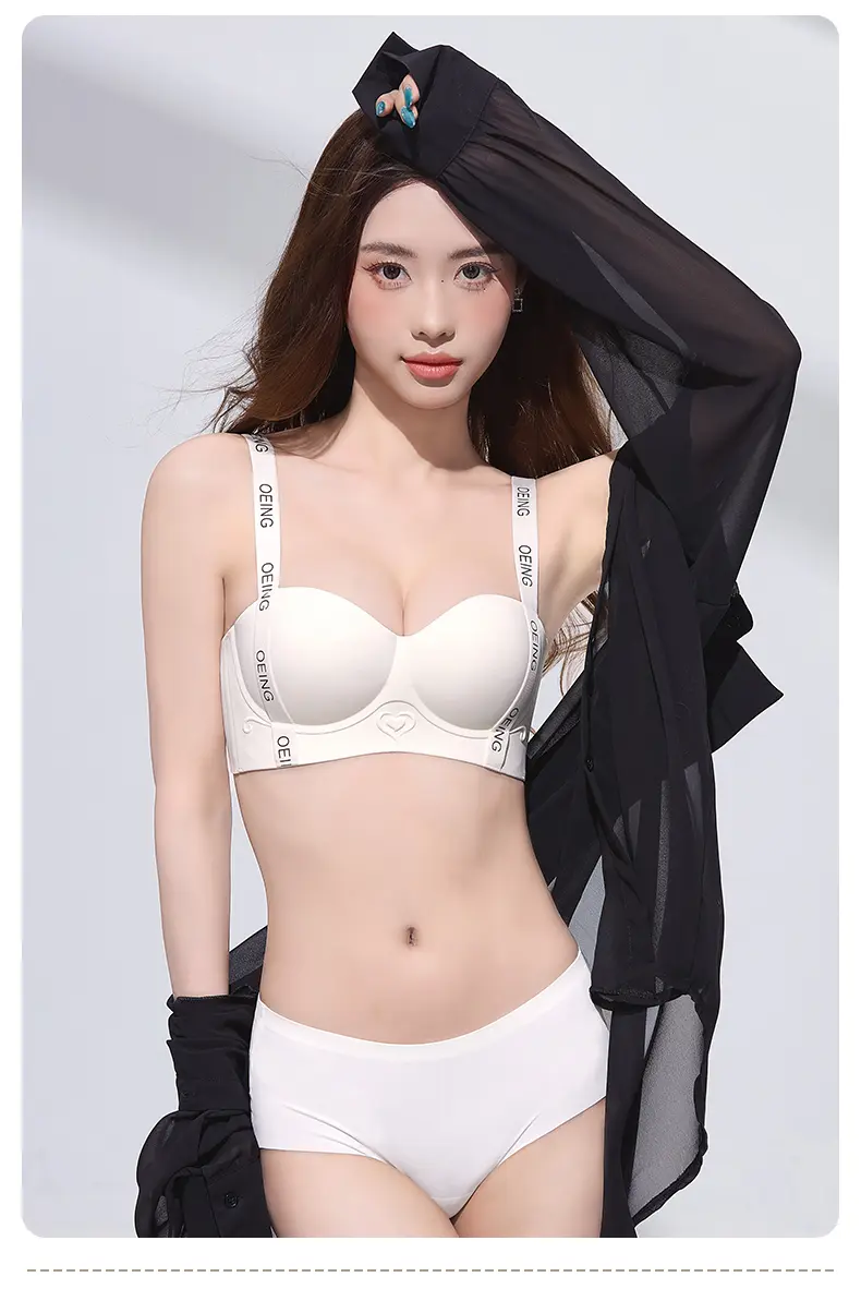 OEING产品介绍&mdash;&mdash;女士聚拢文胸，字母肩带，印花，低领，3D罩杯，抗冲击，适合运动、瑜伽和日常穿着 14