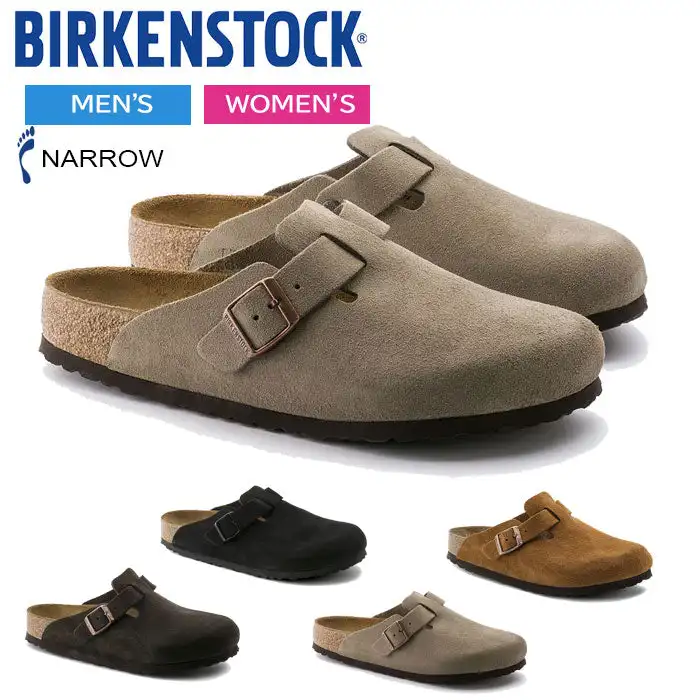 【超・ご優待セールを開催致します！】今話題の人気商品 | ビルケンシュトック サンダル メンズ レディース ボストン スウェード レザー ソフトフットベッド ナローフィット (幅狭)