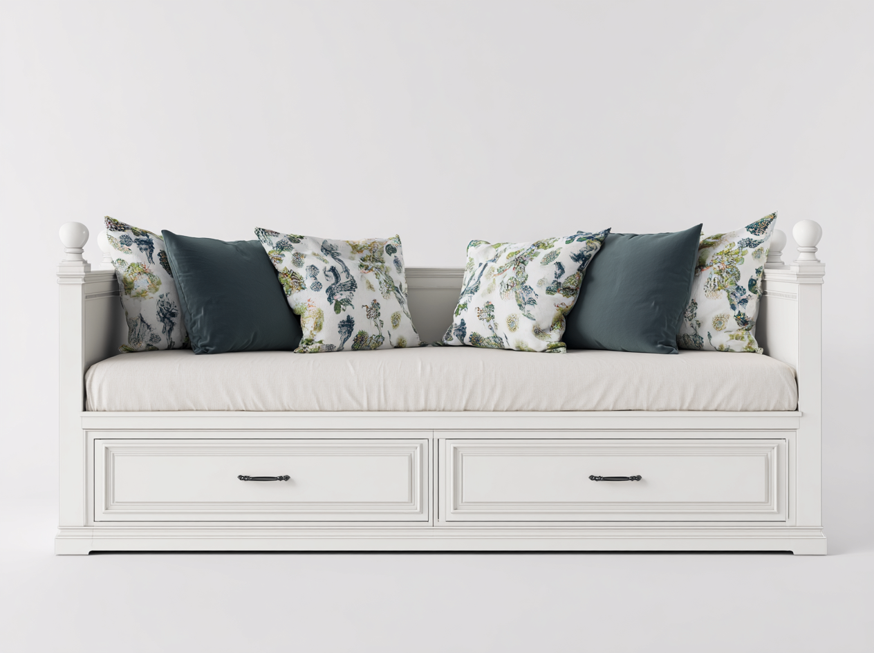 Canapé lit avec tiroirs de rangement 200x90x85 cm - blanc - style classique-Cozyupyard