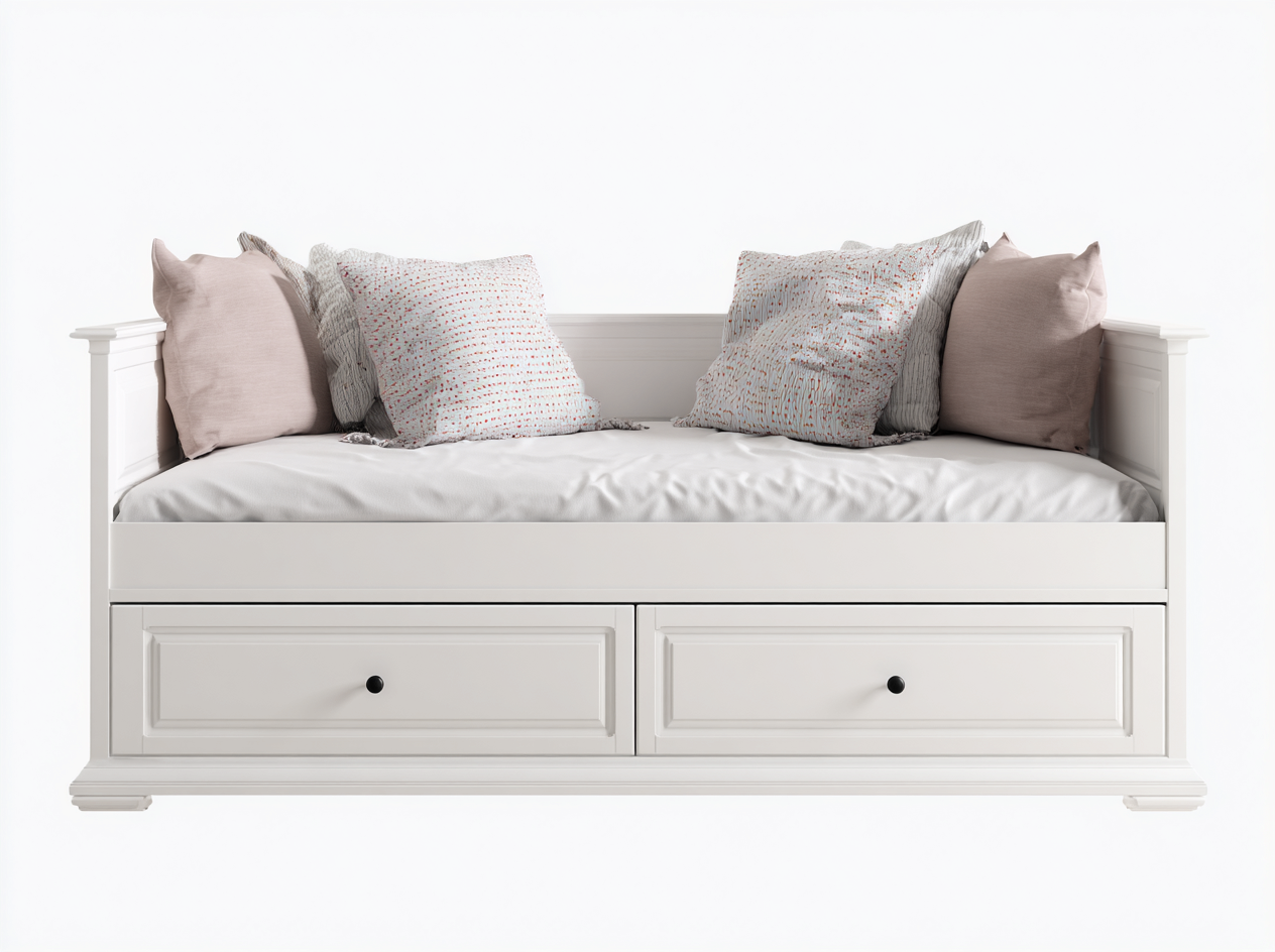 Canapé lit en bois et tissu 195x90x85 cm - blanc - style classique pour salon-Cozyupyard