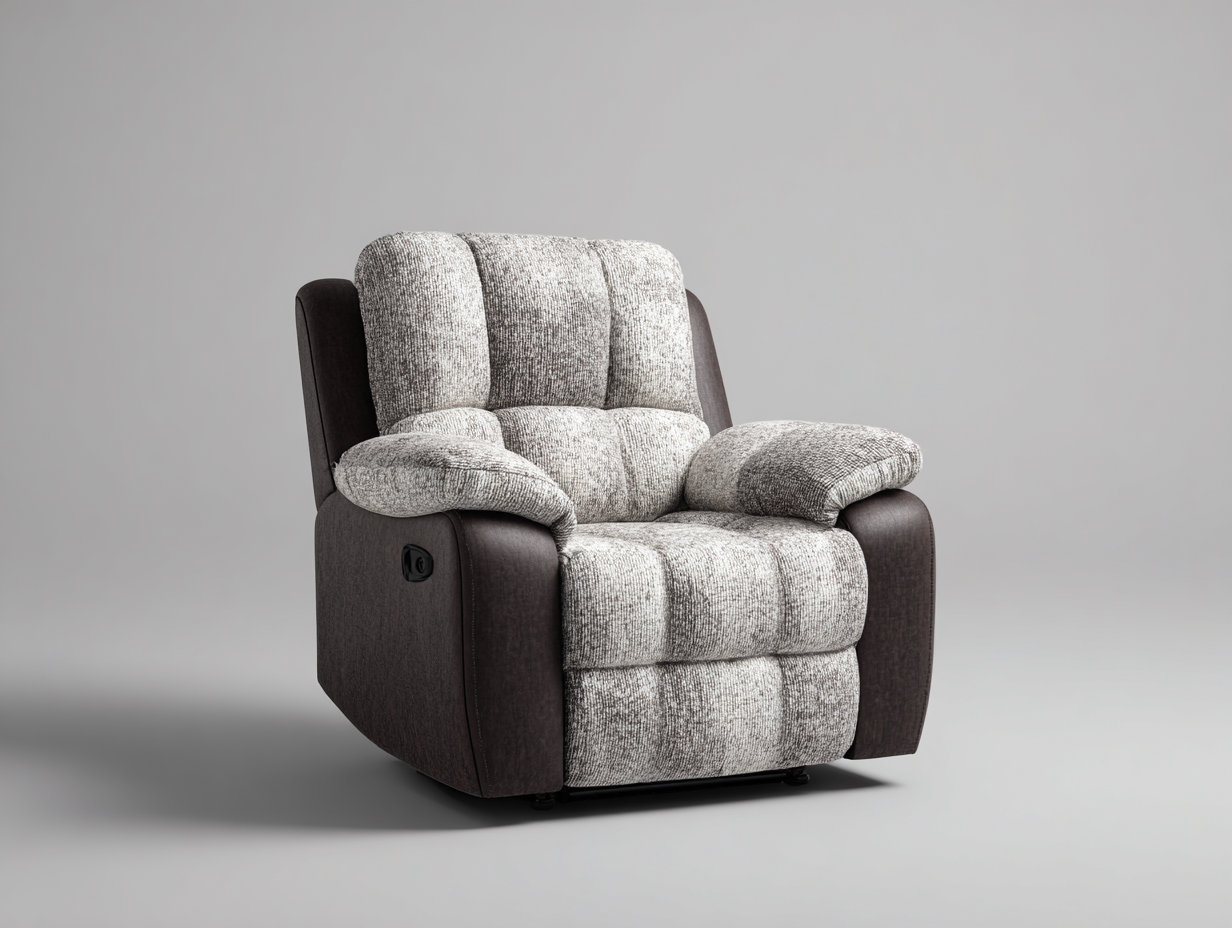 Fauteuil relax en tissu 80x90x105 cm - marron et beige - confort salon avec fonction relaxation-Cozyupyard