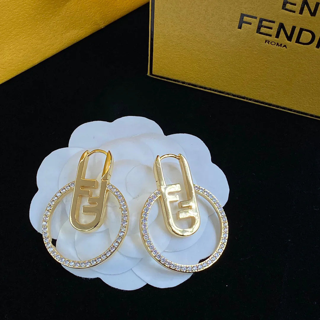 Letter Diamond Earrings Necklace Set