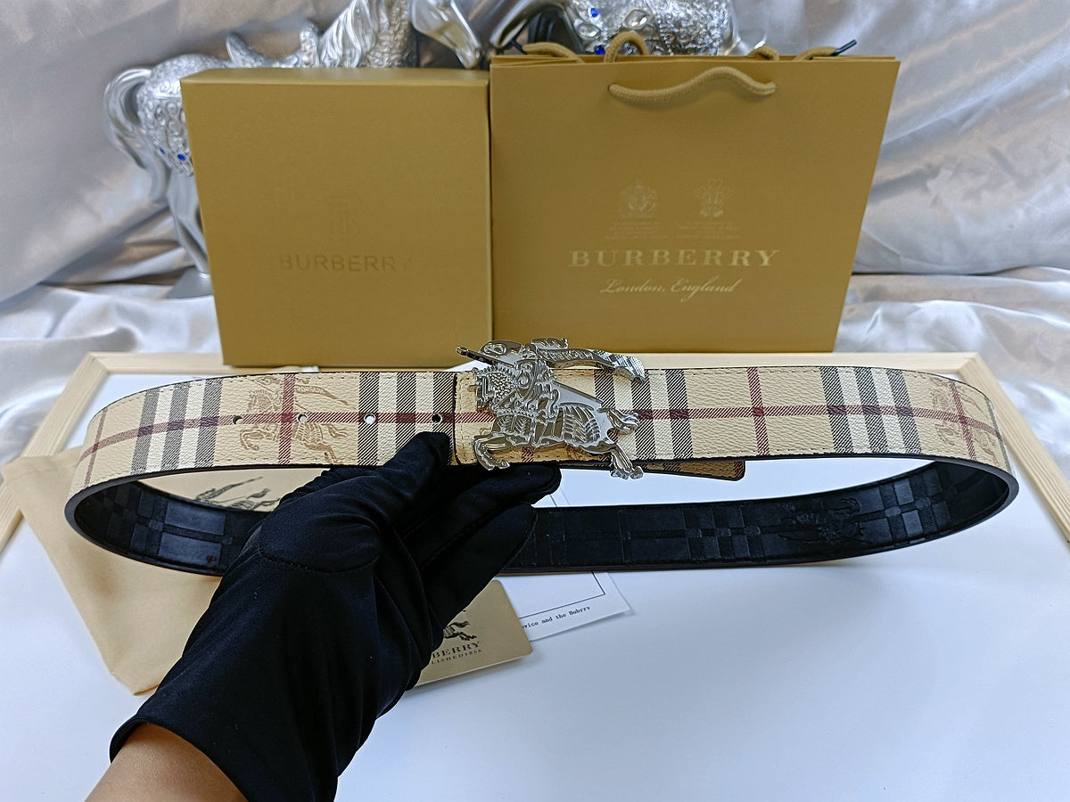 classic fabric texture embossed double-sided leather belt