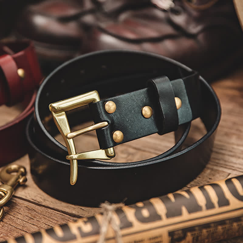 Men's Style Brass Buckle Leather Belt