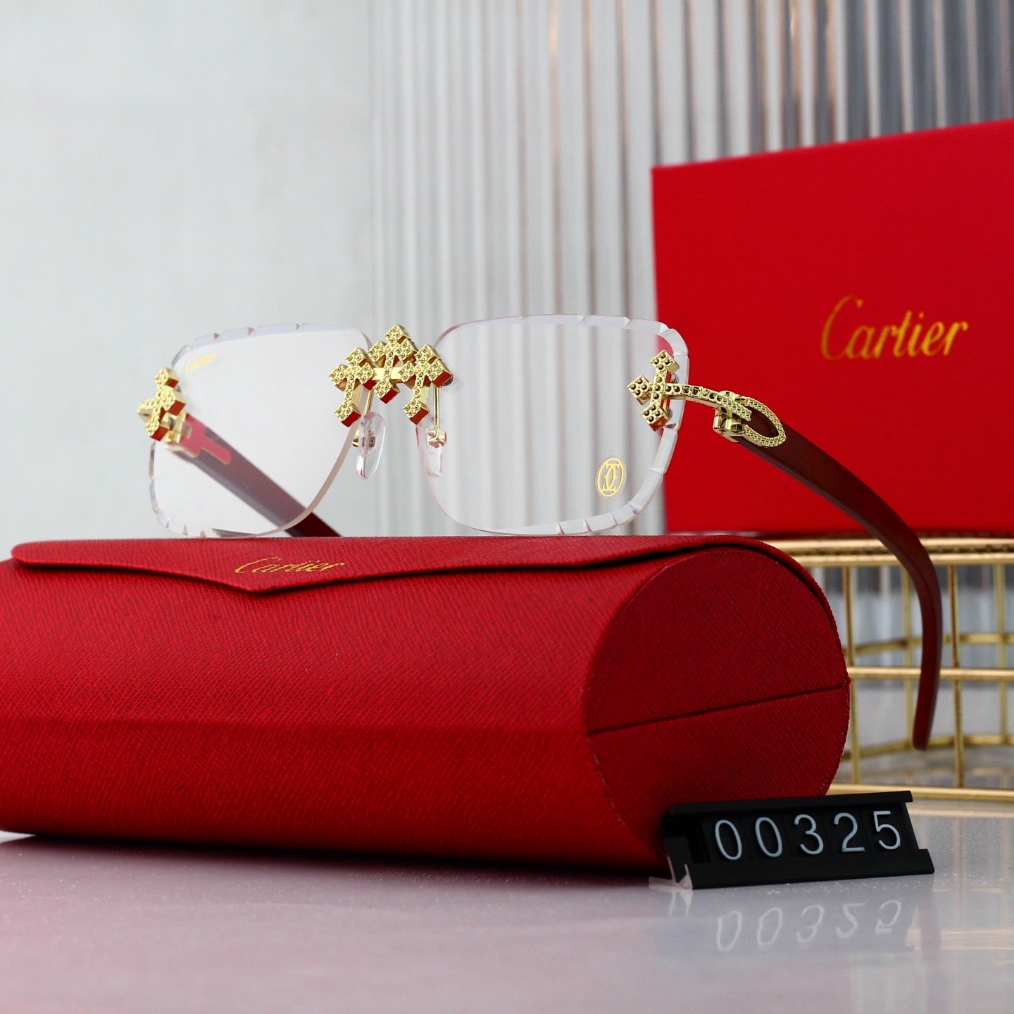 Diamond Cut and Inlaid Wooden Fashion 7 Colors Sunglasses 00325