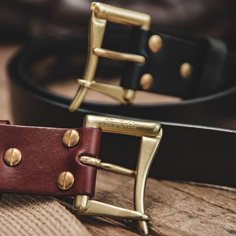 Men's Style Brass Buckle Leather Belt