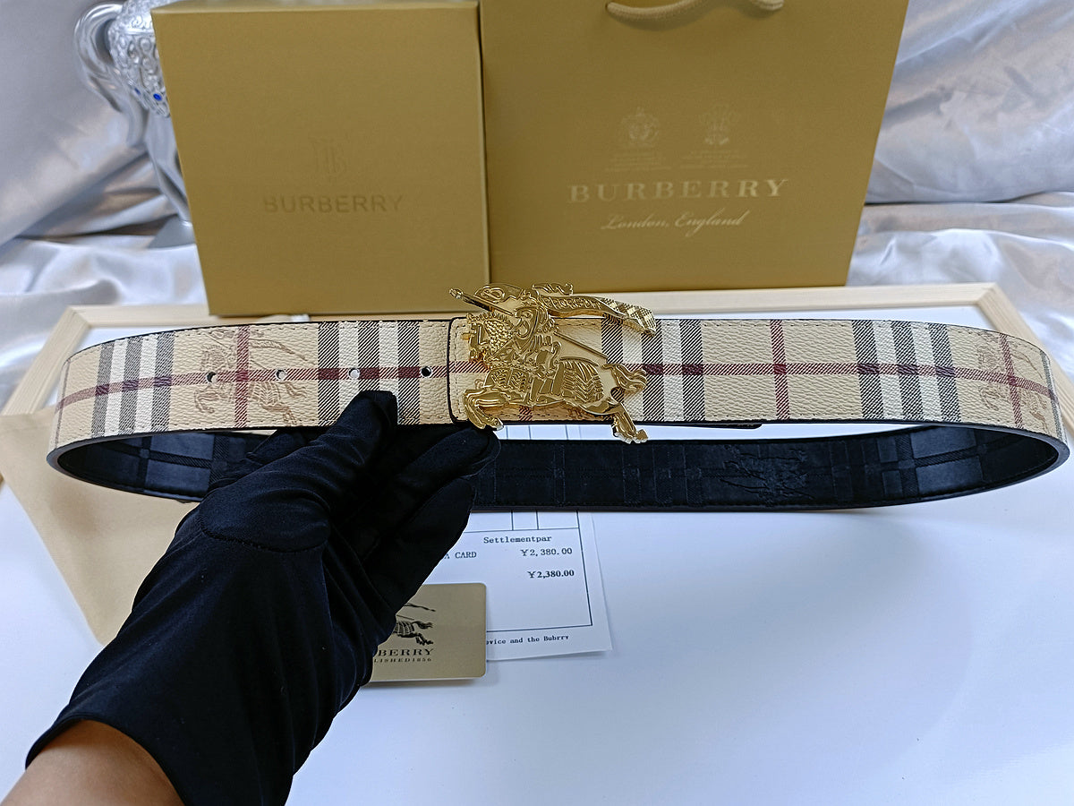 classic fabric texture embossed double-sided leather belt