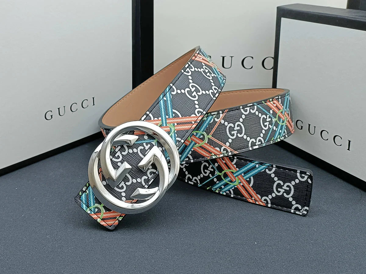 3 Colors stripe calico belt