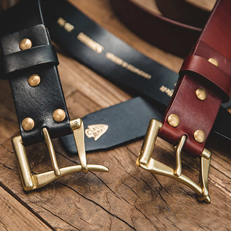Men's Style Brass Buckle Leather Belt