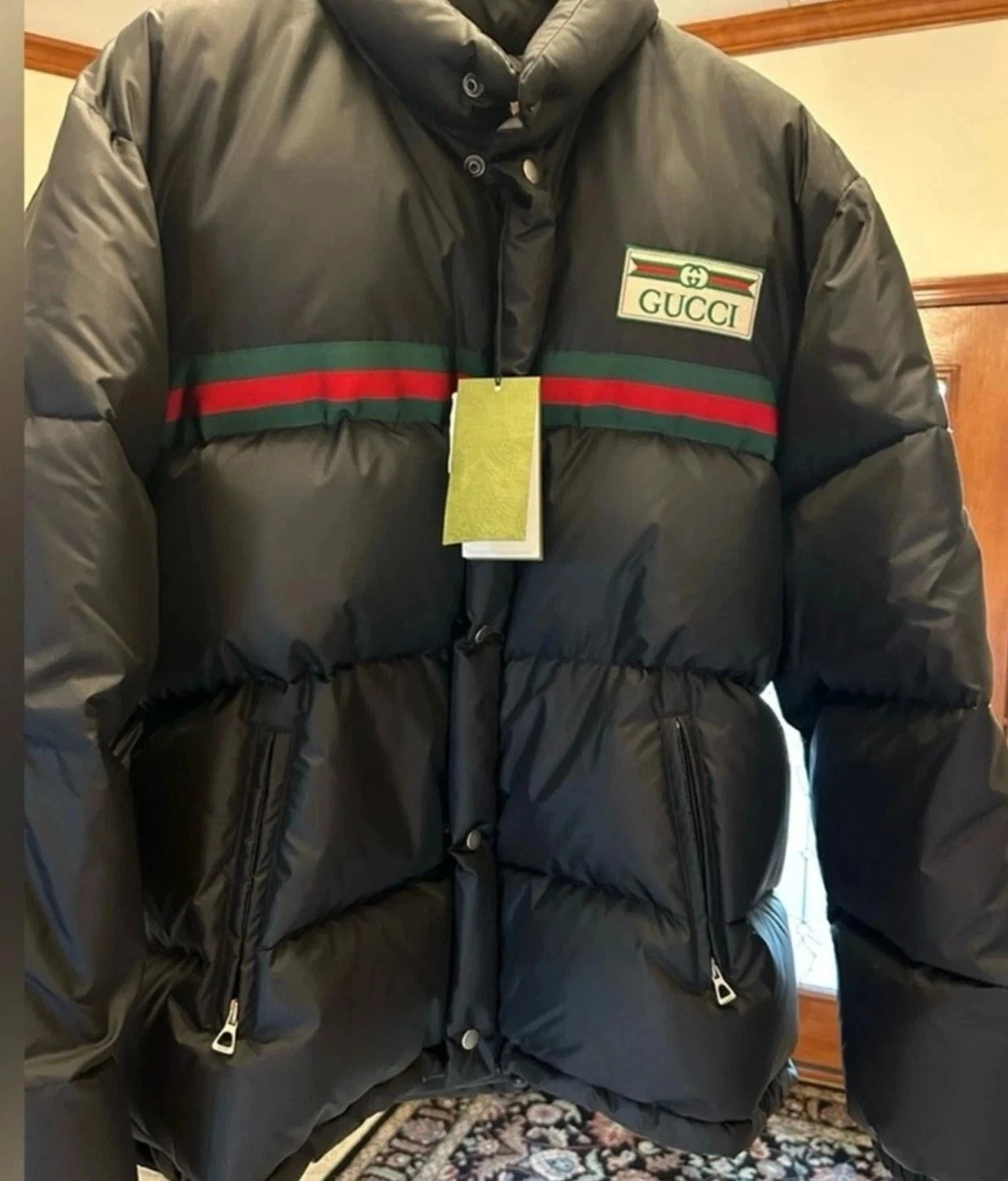 Stripe Puffer Jacket - Men’s Detachable Sleeve Down Coat