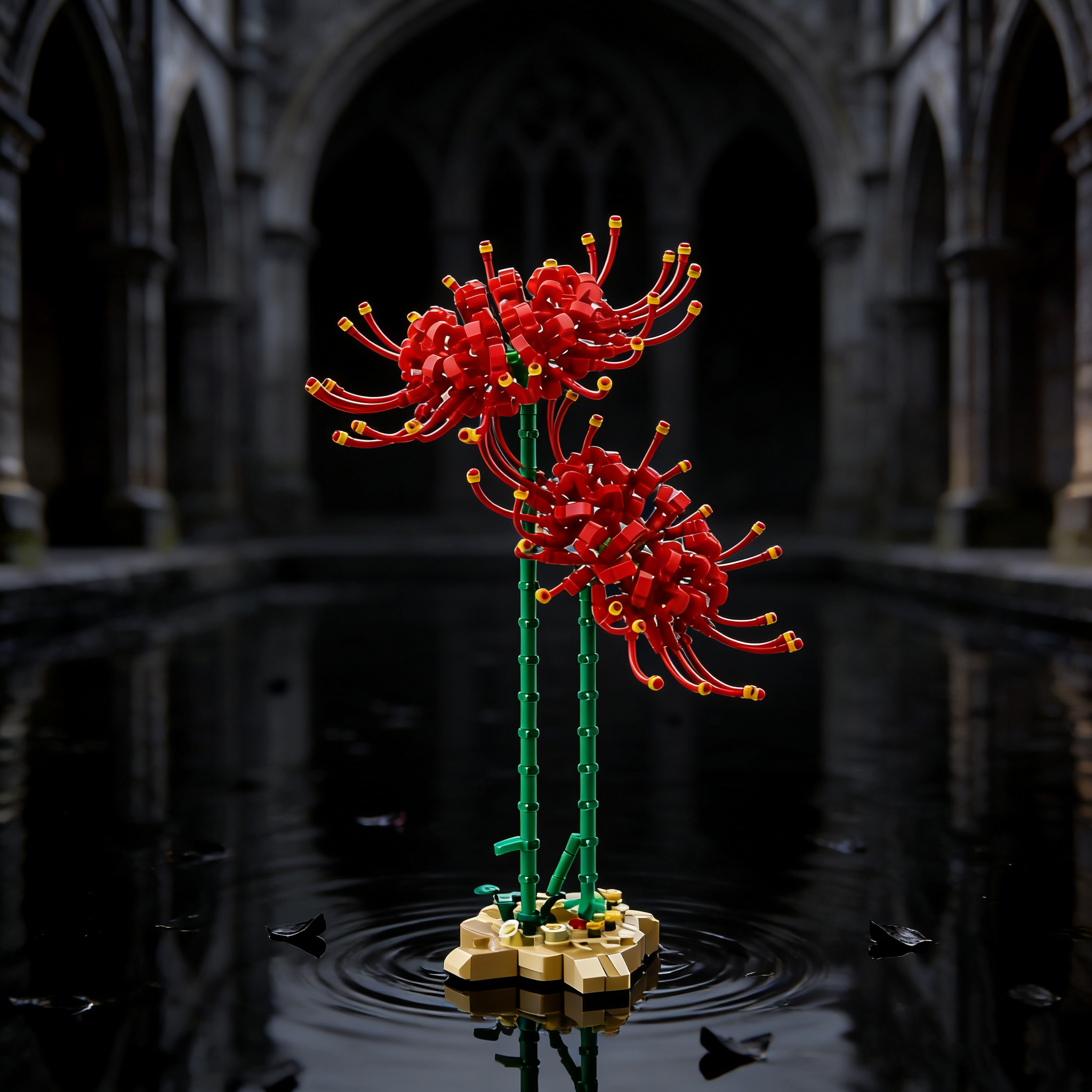 🩸Crimson Spider Lily Brick Sculpture