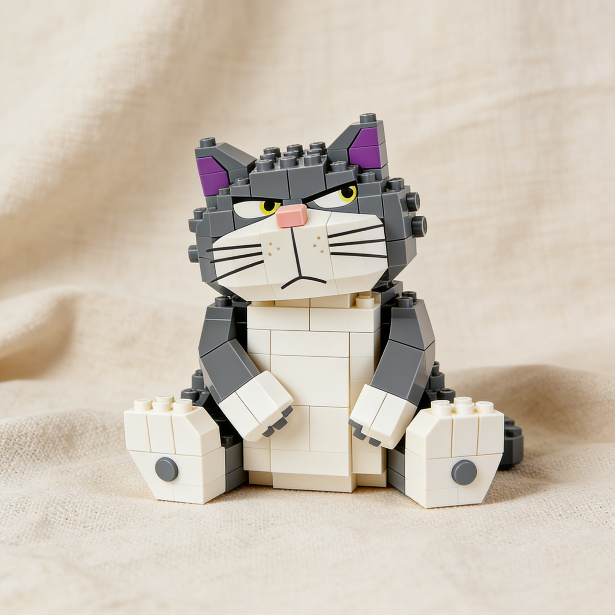Grumpy Desk Cat – Brick-Built Companion😾