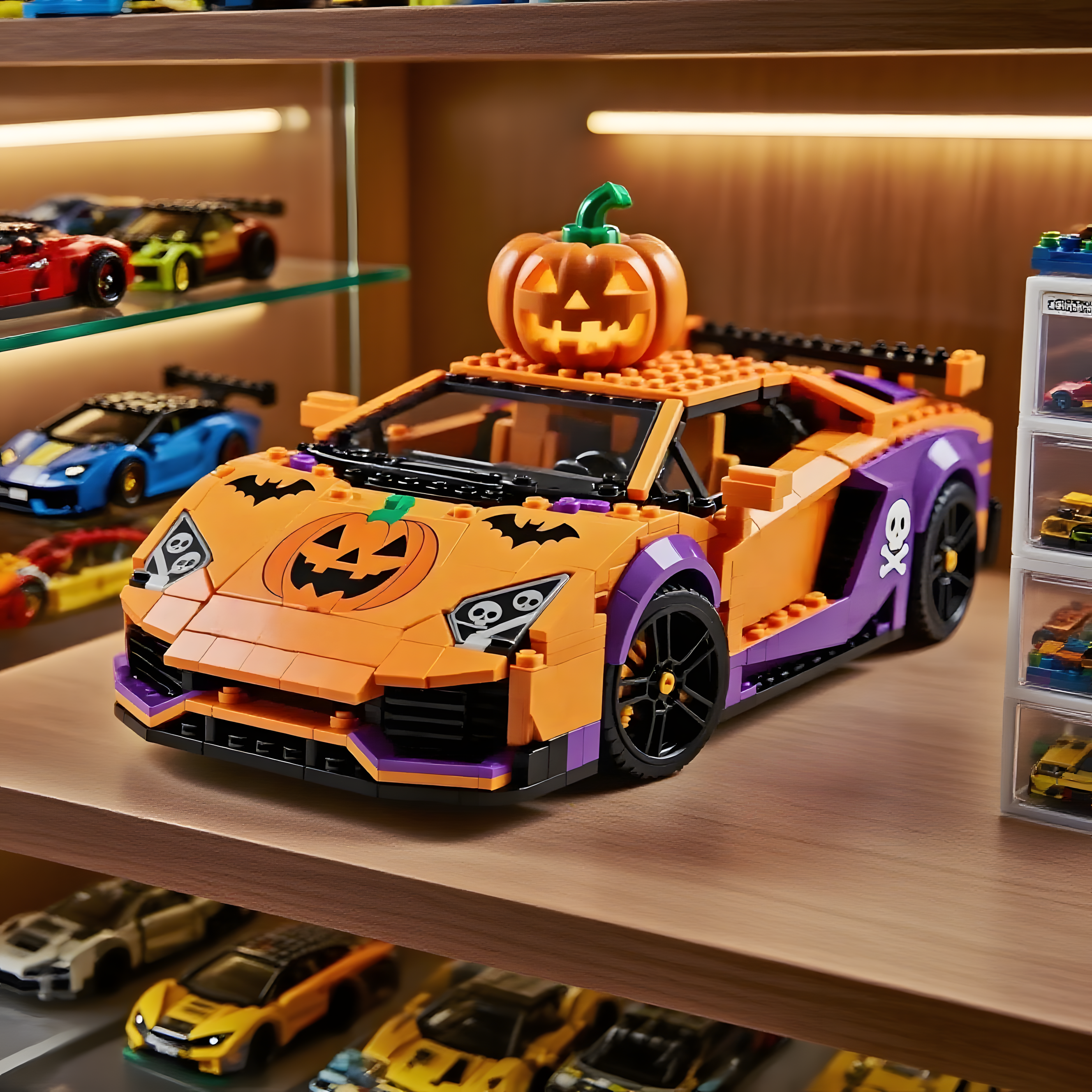 2025 Halloween Pumpkin Supercar Brick Set🚗