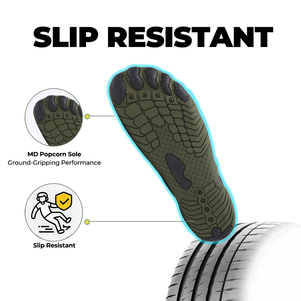 CanyonTrek: Non-Slip All-Environment Barefoot Shoes - Army Green