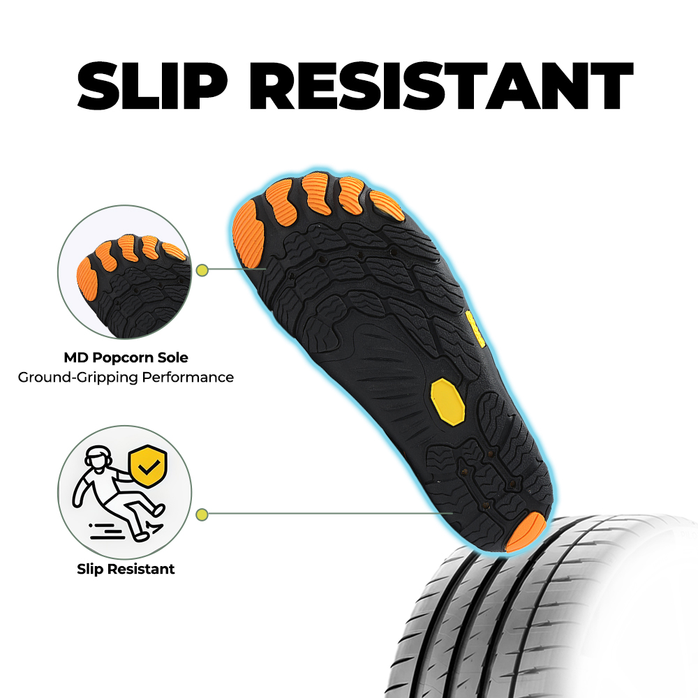 WildStride Pro: All-Terrain Grip Barefoot Shoes (Unisex) - Black Orange