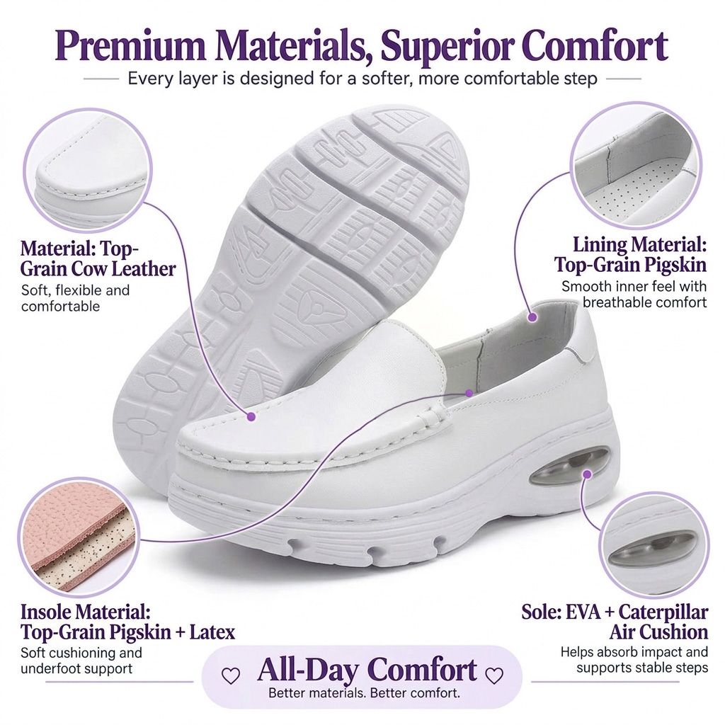 Softswear™ Ease Air — Slip-On Air-Cushioned Work Shoes for 12-Hour Shifts