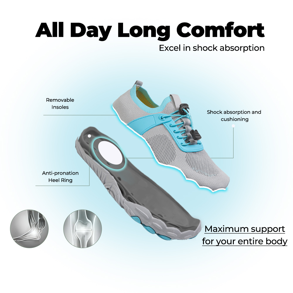 StreamGrip - Non-Slip Barefoot Water Shoes (Unisex) - Gray Blue