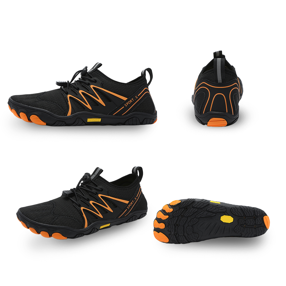 WildStride Pro: All-Terrain Grip Barefoot Shoes (Unisex) - Black Orange