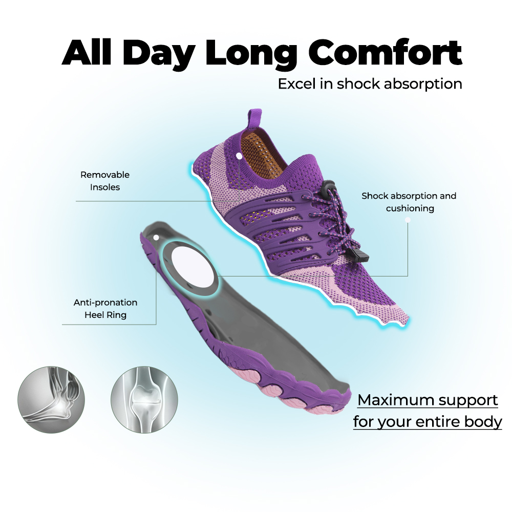 CanyonTrek: Non-Slip All-Environment Barefoot Shoes - Purple