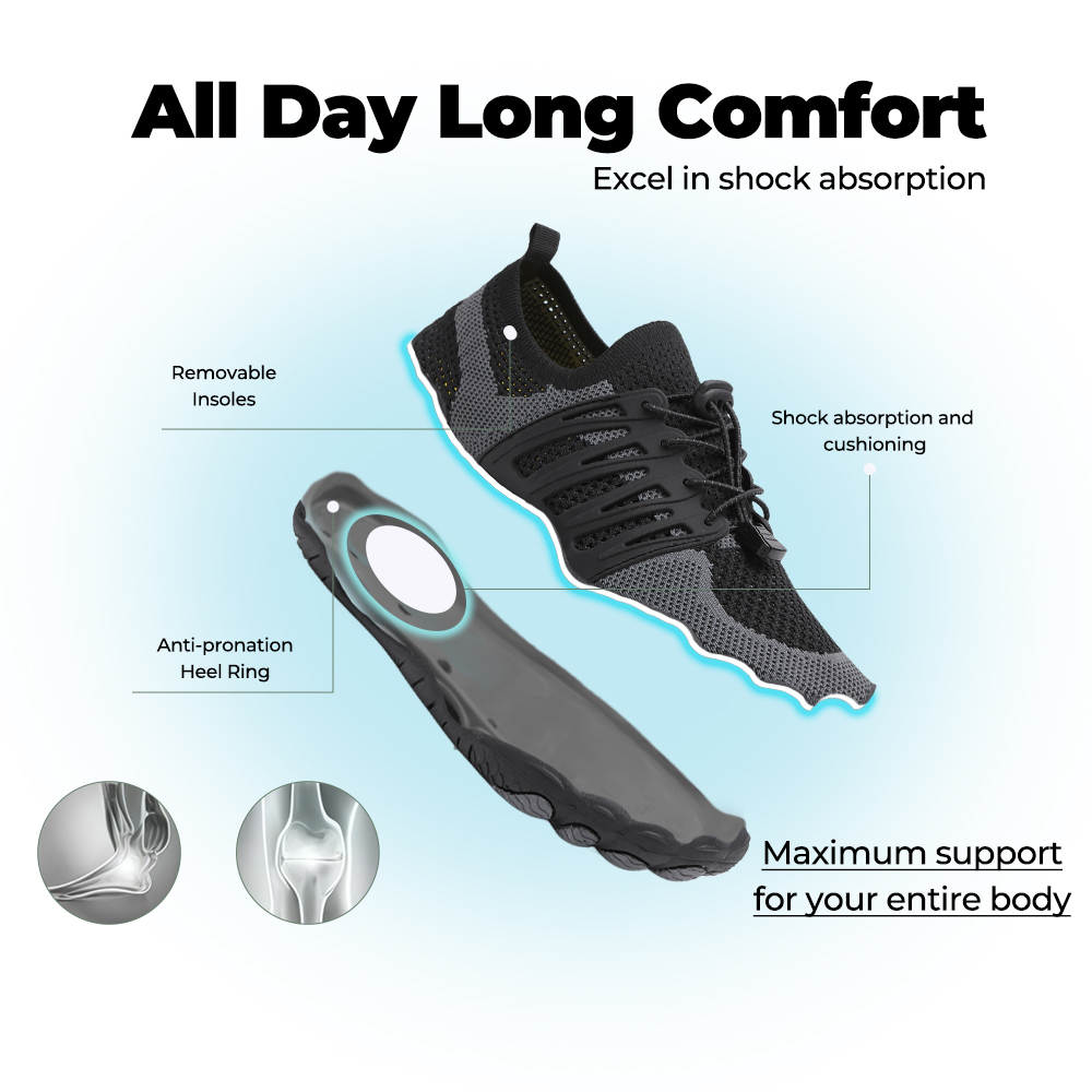 CanyonTrek: Non-Slip All-Environment Barefoot Shoes - Black