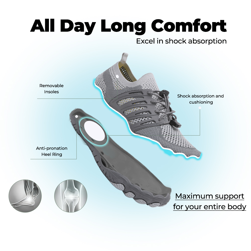 CanyonTrek: Non-Slip All-Environment Barefoot Shoes - Gray