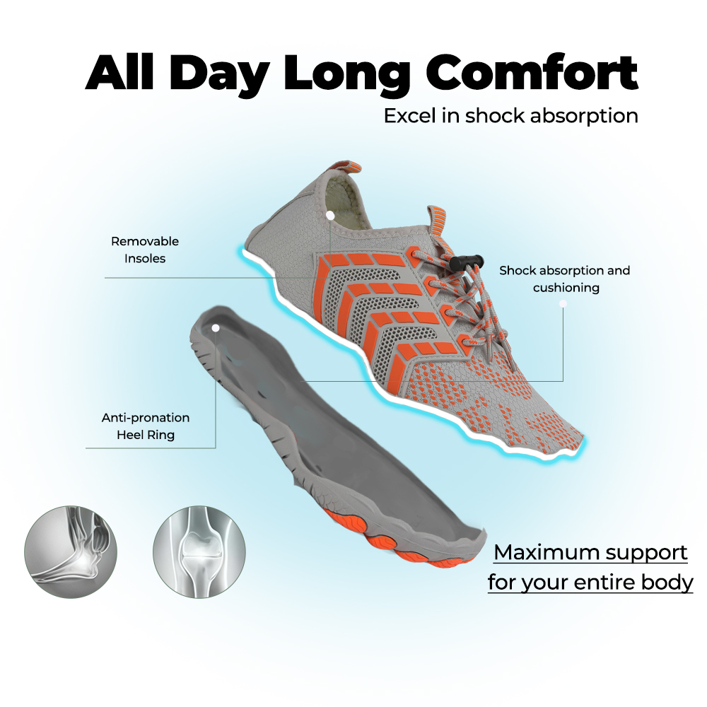 Feel Pro - healthy & comfortable barefoot shoes - Gray Orange
