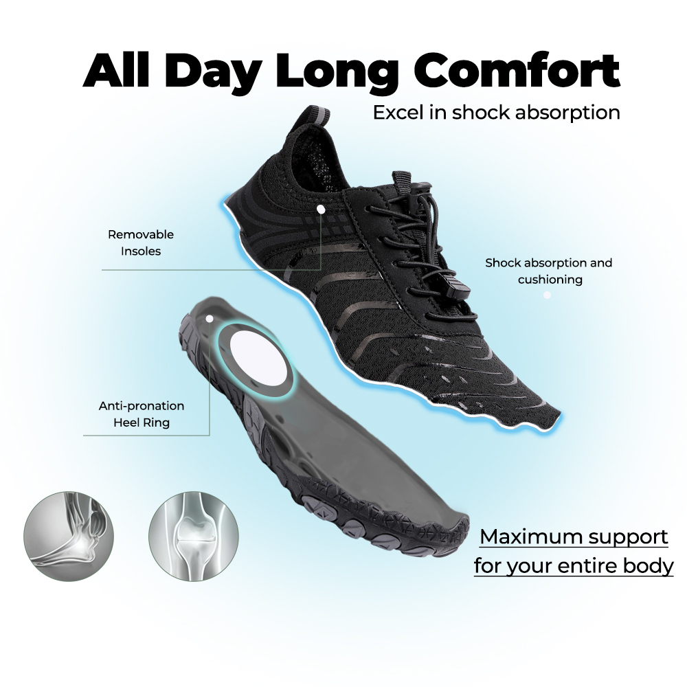 EcoComfort - Ultimate Wellness Barefoot Shoes - Black Gray
