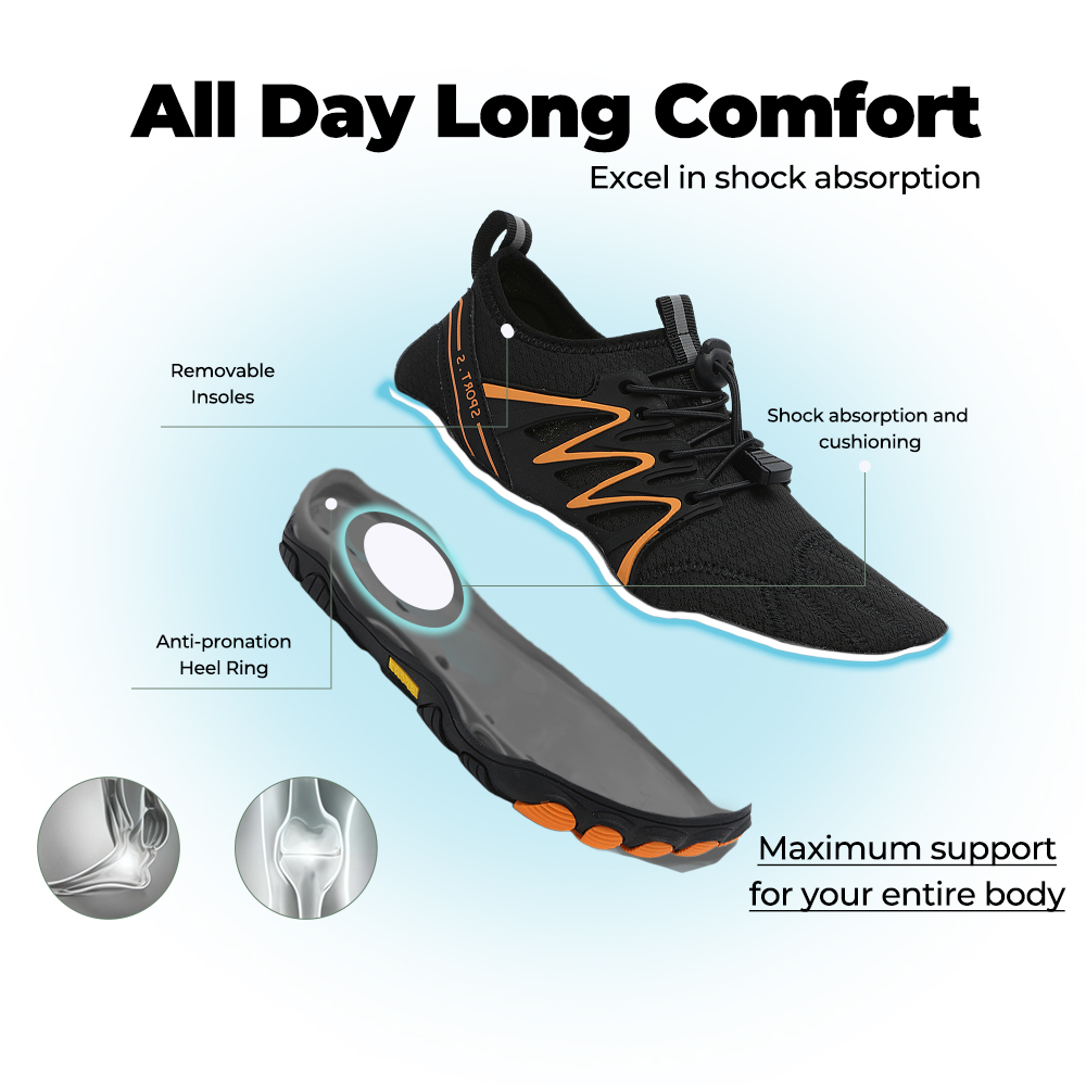 WildStride Pro: All-Terrain Grip Barefoot Shoes (Unisex) - Black Orange