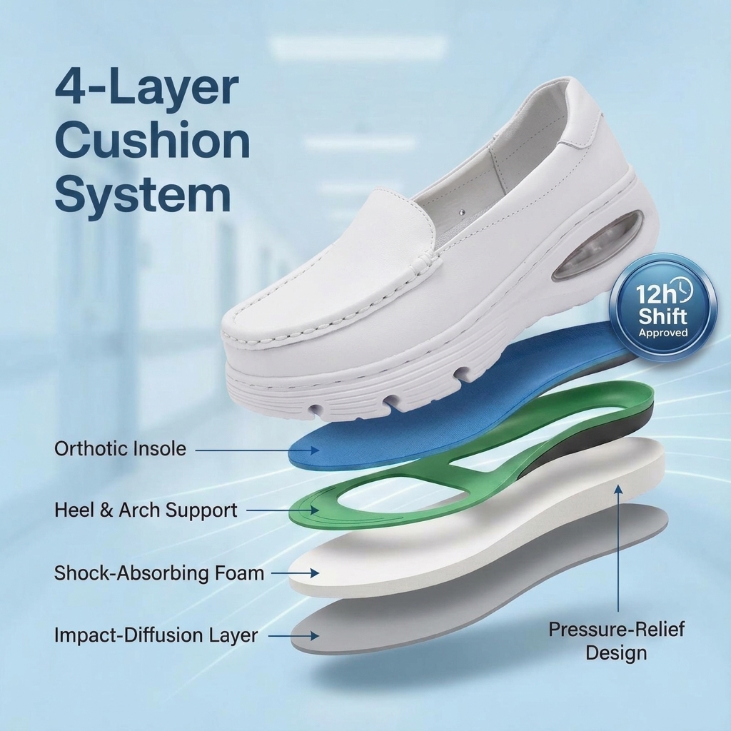 Softswear™ Ease Air — Slip-On Air-Cushioned Work Shoes for 12-Hour Shifts