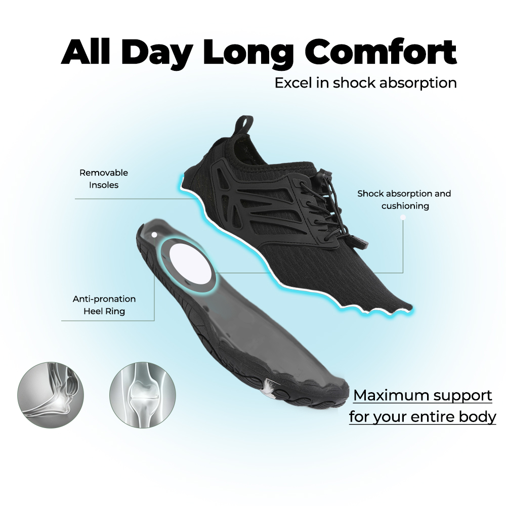 FlowStride - Quick-Dry Breathable Wading Shoes (Unisex) - Black