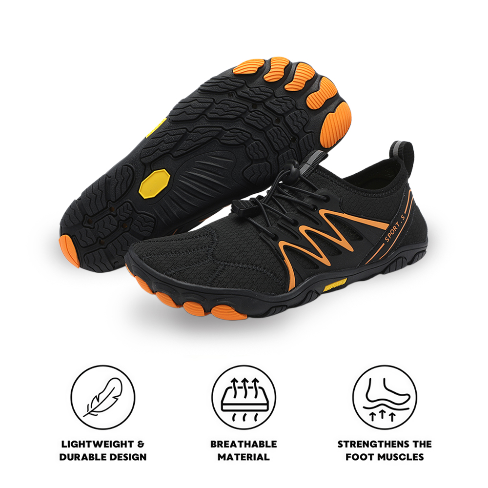 WildStride Pro: All-Terrain Grip Barefoot Shoes (Unisex) - Black Orange