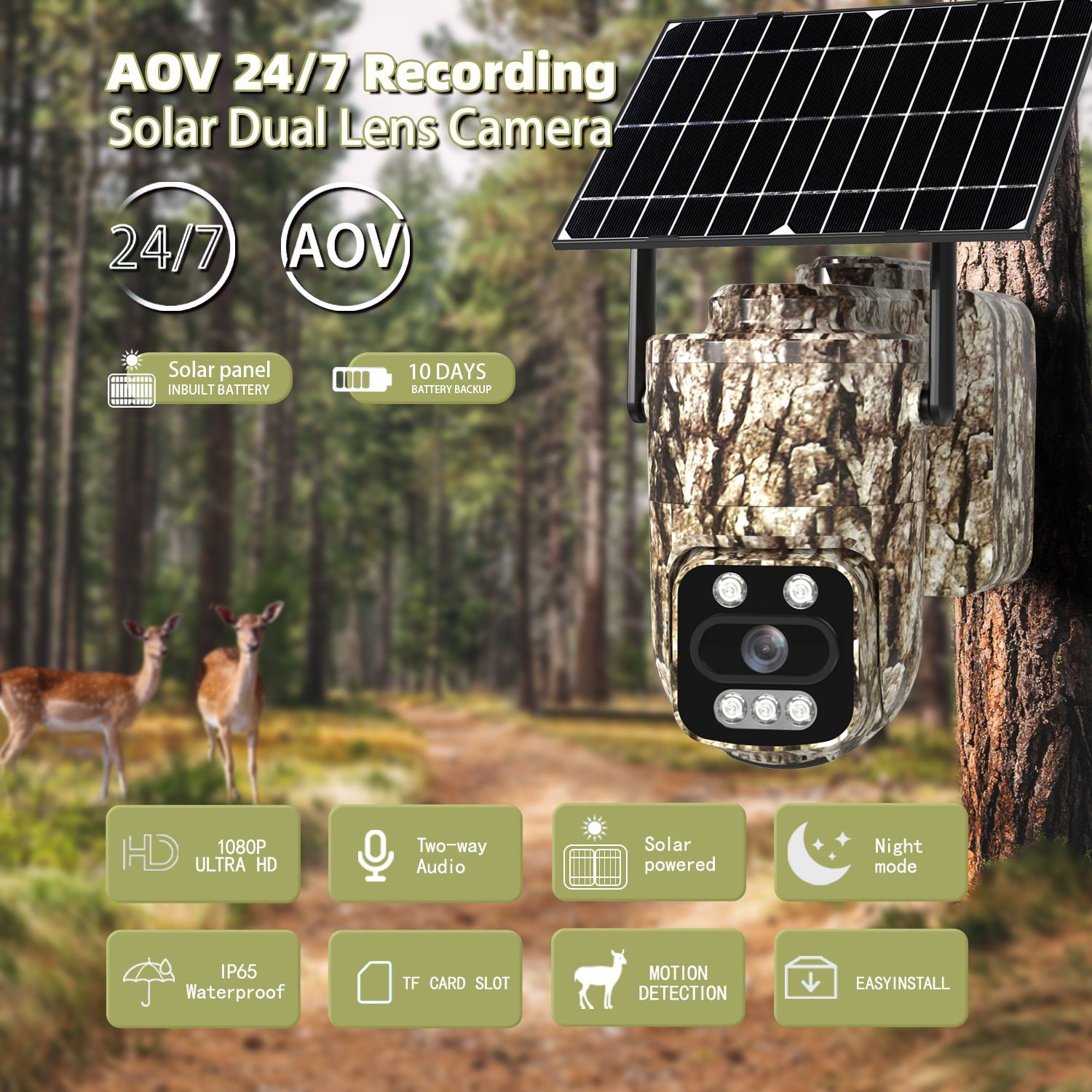 【🛡️ Unsichtbarer Wächter! 🛡️】 Tarn-4G-Kamera für Farmen & Wald 🌲 2K Auflösung, Bewegungsmelder & Alarm. Solar-Betrieb ohne Kabel. 
