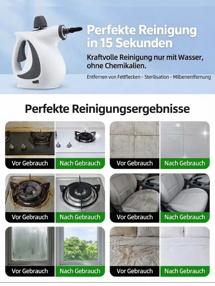 【🚀115°C-Power-Dampf🚀】Hochdruck-Dampfreiniger♨️ 99.9%-Keimfrei-ohne-Chemie! 🧼