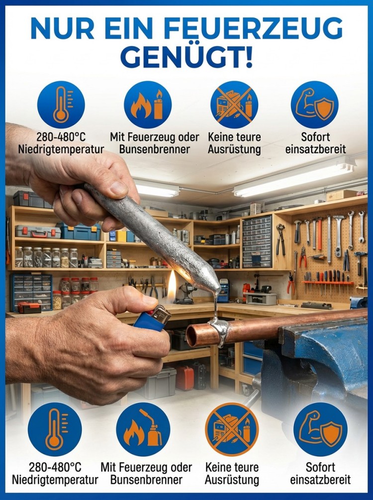 【🔥 Feuerzeug-Schweißen 🔥】Universeller Lötdraht: Profi-Reparatur in Sek.! ✨
