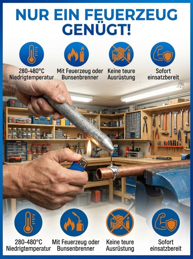 【🔥 Feuerzeug-Schweißen 🔥】Universeller Lötdraht: Profi-Reparatur in Sek.! ✨