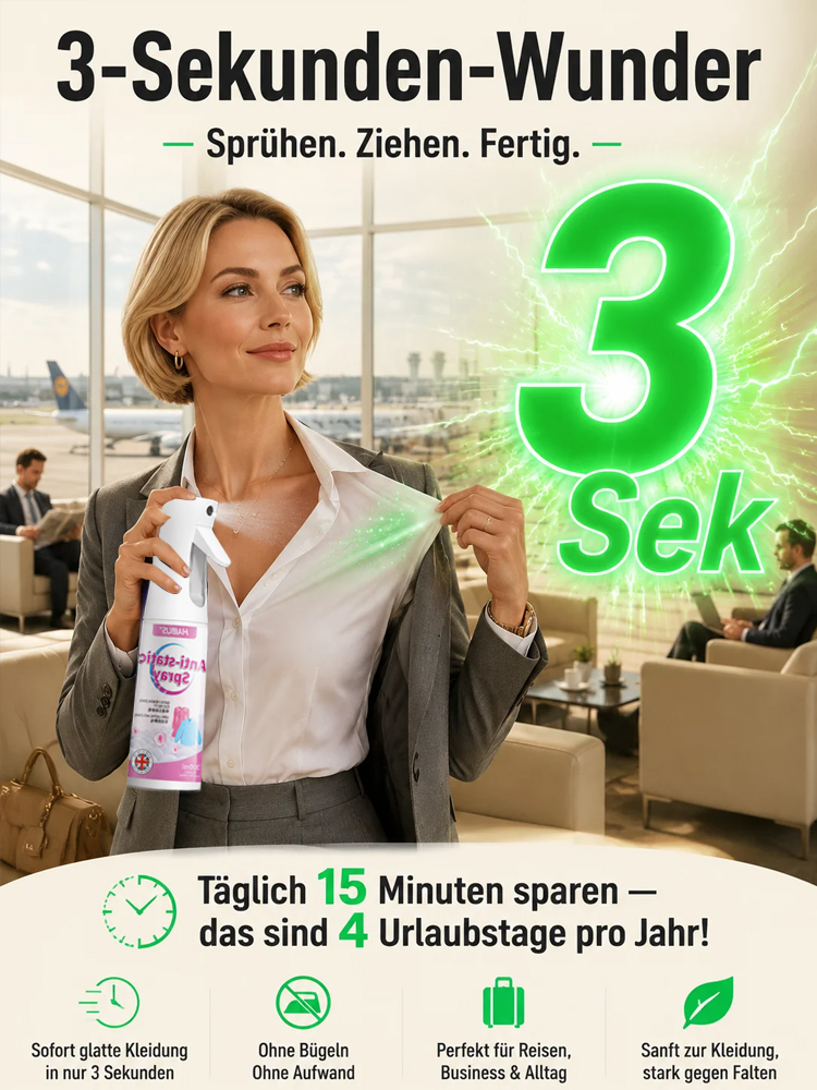 【✈️ Lufthansa-Crew-Geheimnis ✈️】Anti-Falten-Spray: Perfekt geglättet in 3 Sekunden! ✨