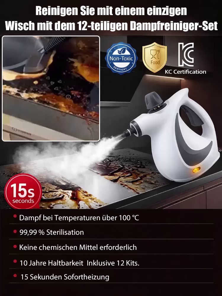 【🚀115°C-Power-Dampf🚀】Hochdruck-Dampfreiniger♨️ 99.9%-Keimfrei-ohne-Chemie! 🧼