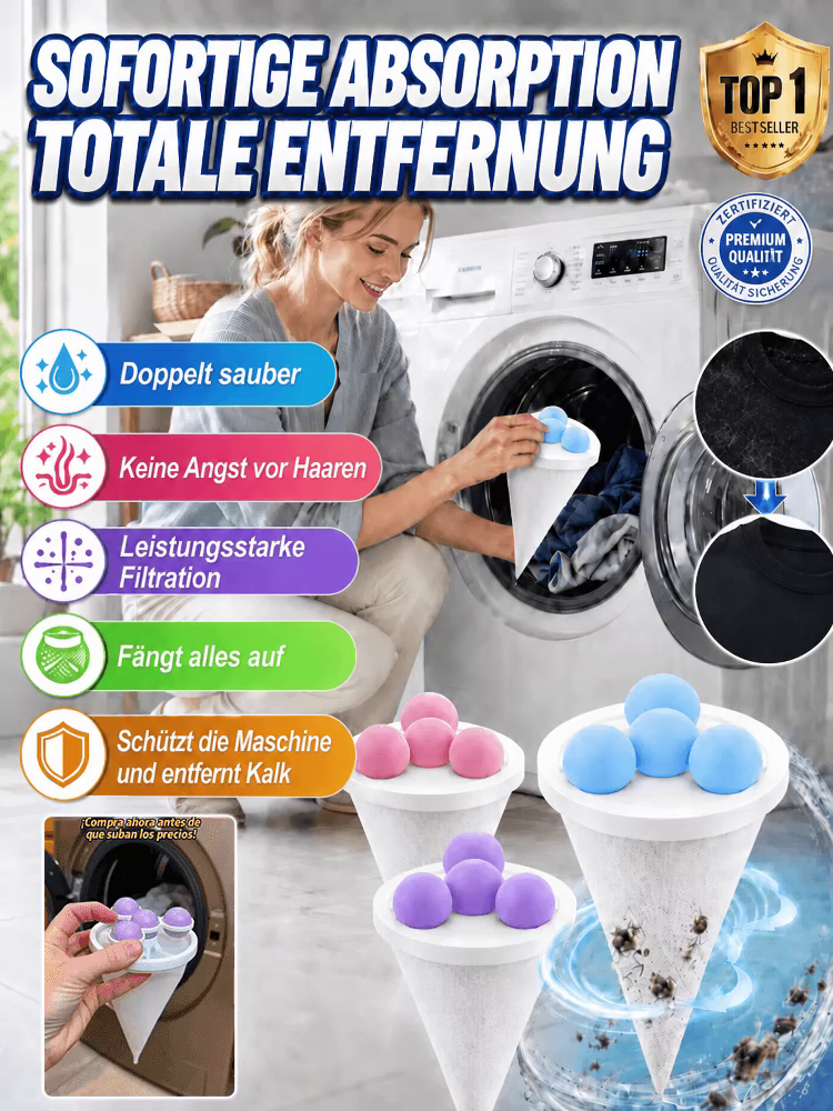 【✨ Wäsche-Flusensieb ✨】Haarmagnet für die Wäsche: Schützt die Pumpe vor Verstopfung!🧼
