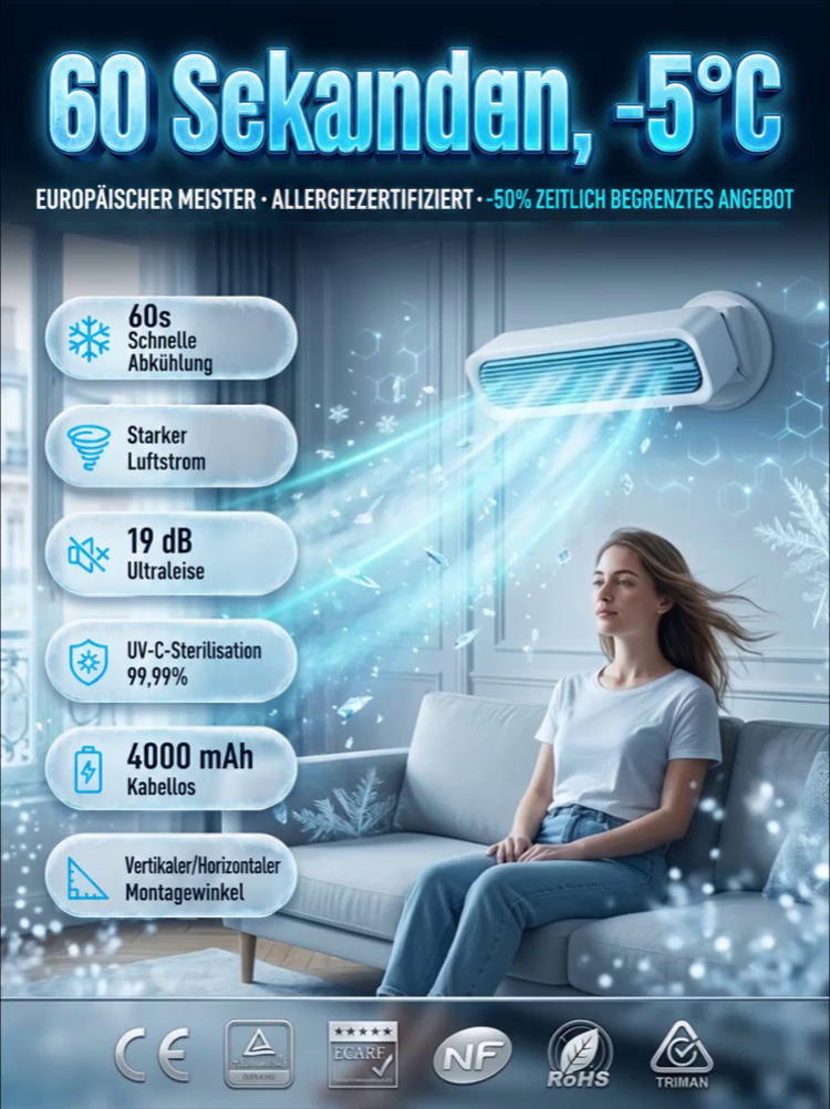 【✨ Klima-Kühlsystem ✨】Eisnebel-Kühlung: Sofort 22°C Wohlfühlklima! 🚀