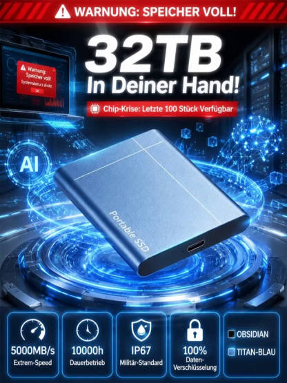 💾 32TB Extreme-SSD: 5.000 MB/s für den Preis eines Kaffees! ⚡