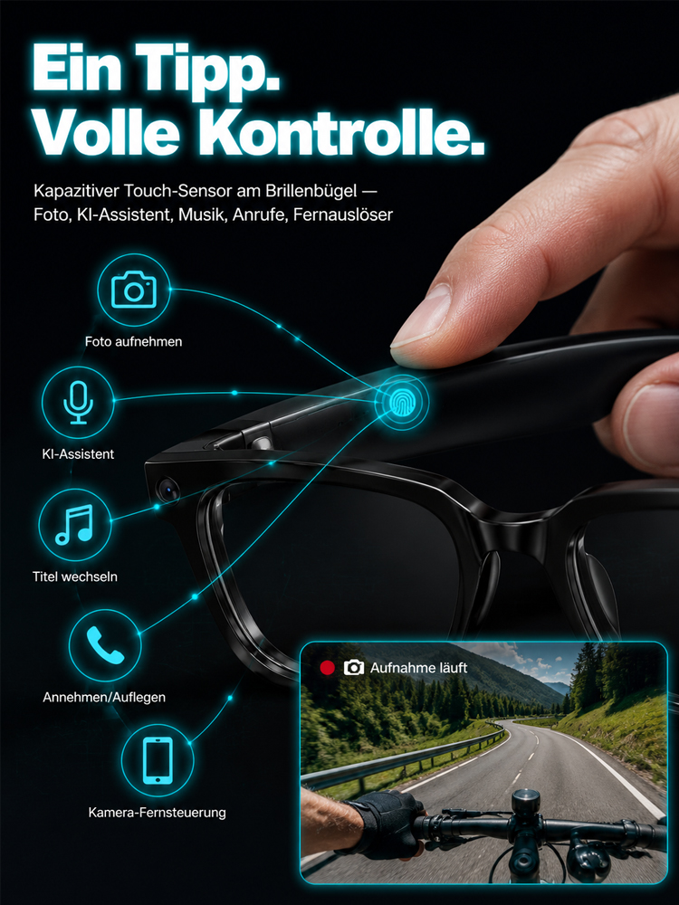 🕶️ 3-in-1 Carbon-Multifunktionsbrille: AR-Navi & 4K-Kamera! 📱