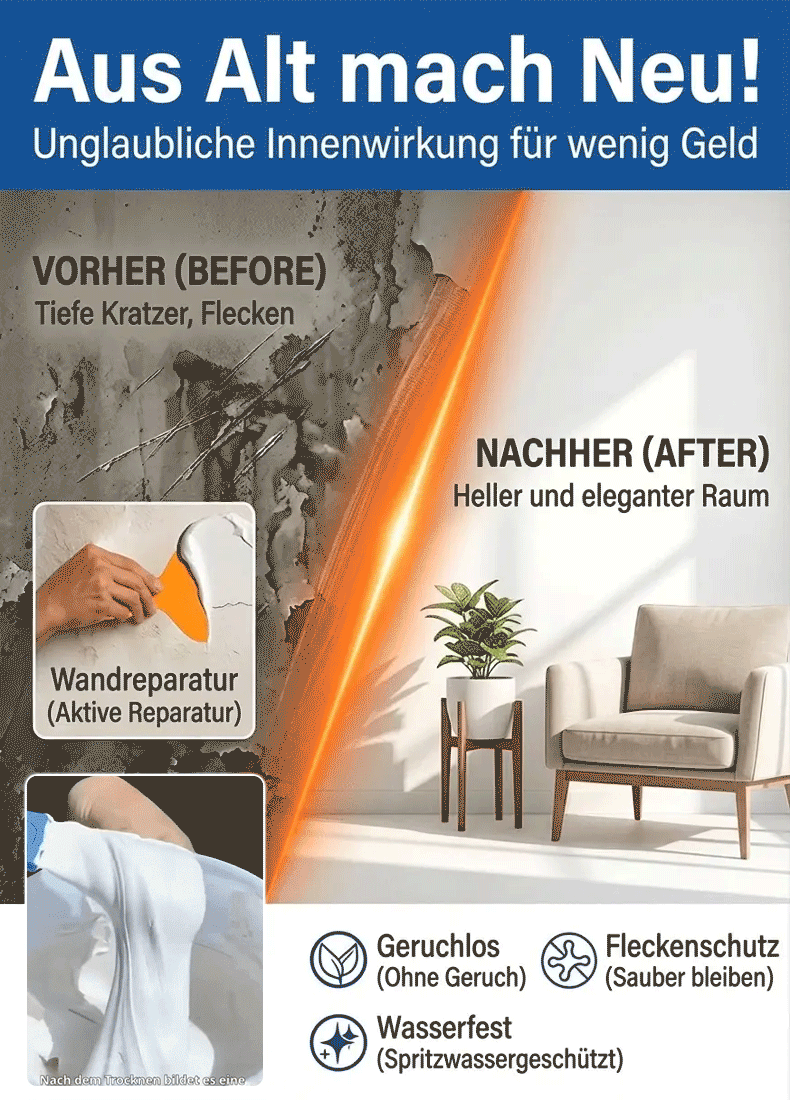 【🏗️ Wände wie neu 🏗️】Profi-Wandreparatur-Set: Risse & Löcher in 60 Sek. weg! ✨