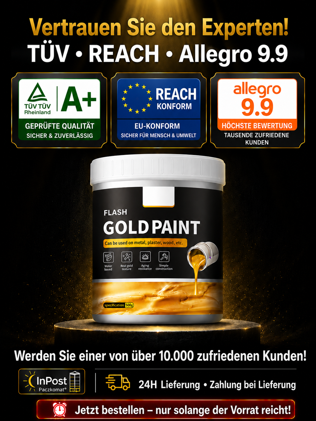 【✨ Premium-Goldlack ✨】Louvre-Effekt für Ihr Zuhause: Glanzvolles Handarbeits-Finish! 👑