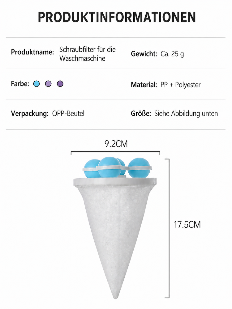 【✨ Wäsche-Flusensieb ✨】Haarmagnet für die Wäsche: Schützt die Pumpe vor Verstopfung!🧼