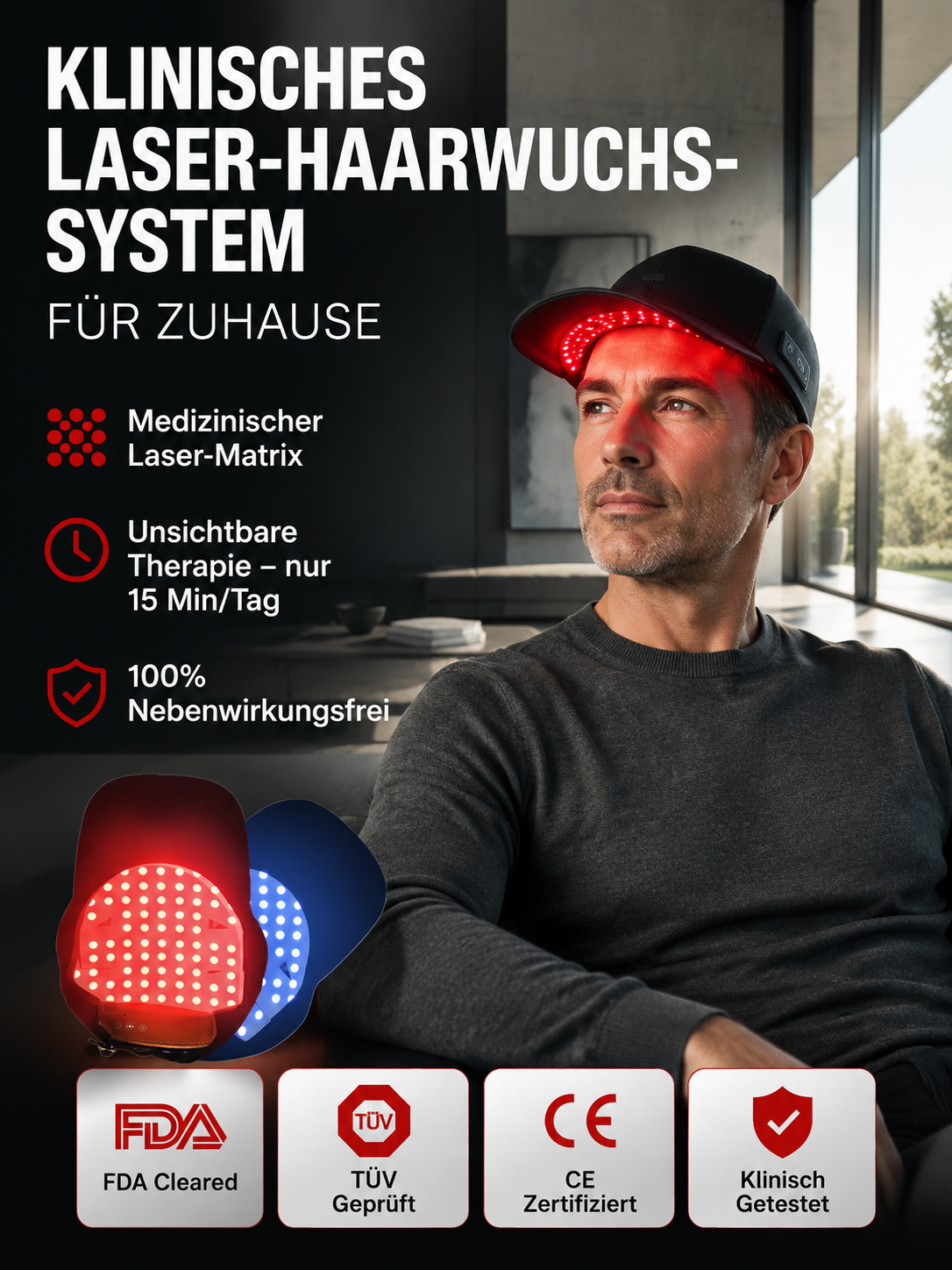 【🚀 Dual-Licht Tech 🚀】Laser-Haarwuchs: +78% mehr Volumen in 24 Wochen! ✨