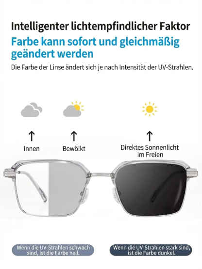 Blaulichtfilternde, selbsttönende Lesebrille