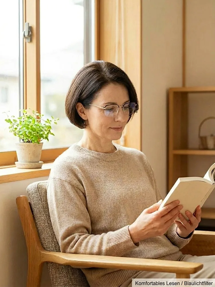 Blaulichtfilternde, selbsttönende Lesebrille