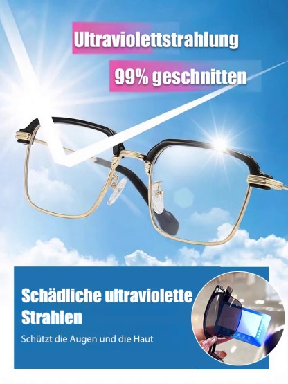 Blaulichtfilternde, selbsttönende Lesebrille