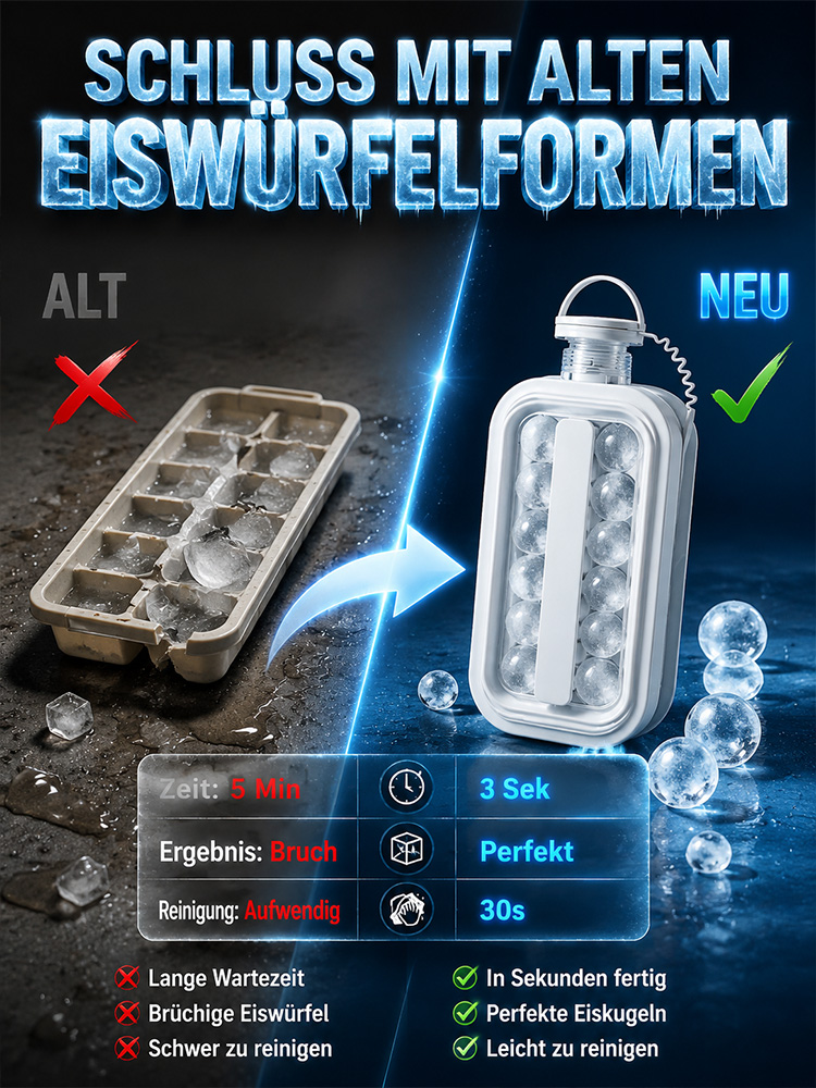 🧊 2-in-1 Eiswürfelbereiter & Trinkflasche: Hygienisch & Ausfallsicher! 💧